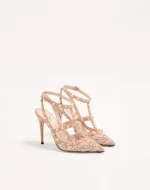 Valentino Rockstud Lace Pump With Straps 100Mm - Image 6